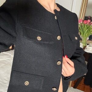 Zara Women's Black Blazer with Gold Buttons